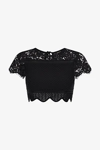 Black Lace Crop Top