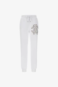 White Joggers With Crystal Monogram RC