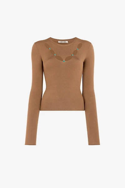 Knit top with cut-out
