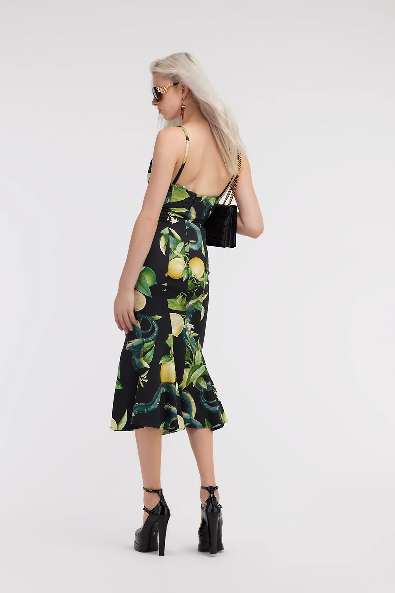 Dress with shoulder straps and Lemon print