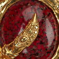 Golden Clip-On Earrings With Ruby Stone