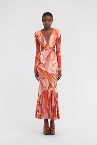 Plumange Print Maxi Dress