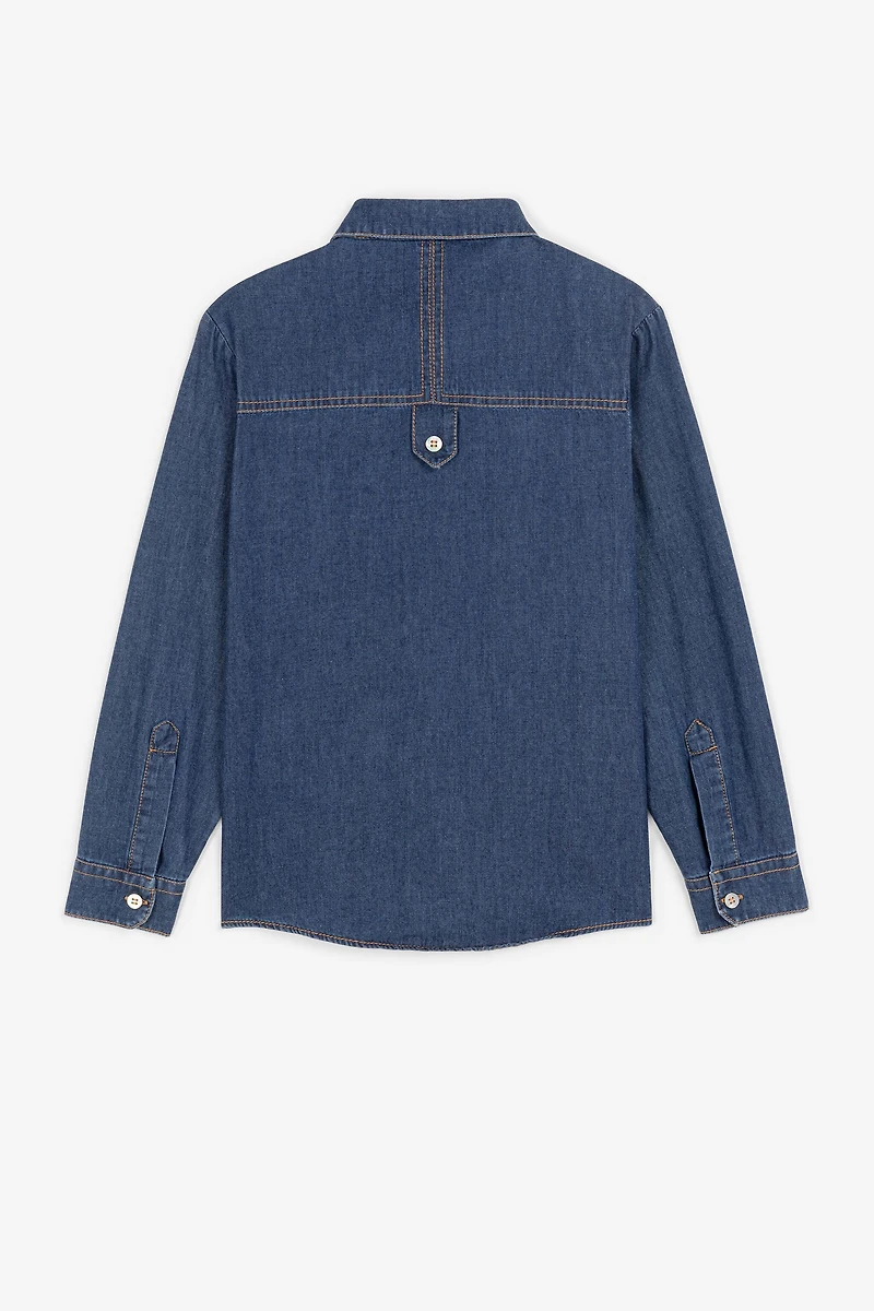 RC Monogram Crest-Appliqué Denim Shirt