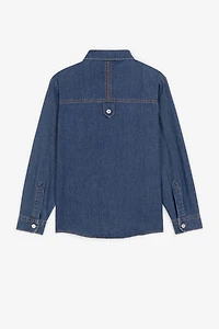 RC Monogram Crest-Appliqué Denim Shirt