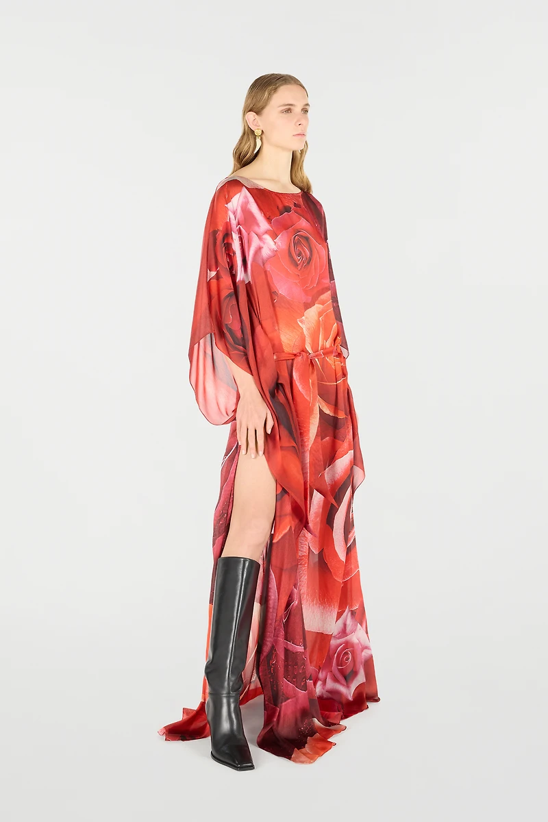 Long Dress With Rose Print