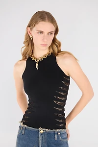 Vest Top With Openwork Zebra Pattern