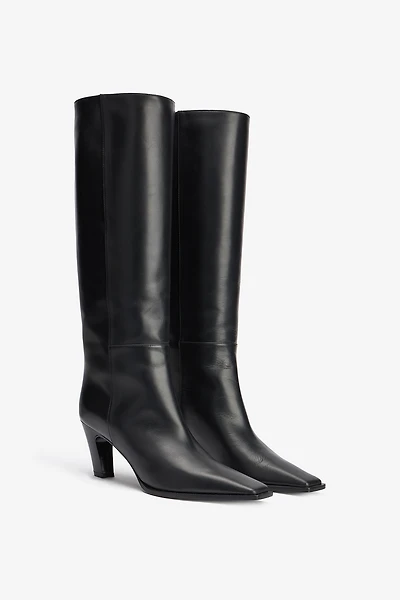 Leather Boots With Mirror Snake Monogram