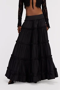 Black Tiered Maxi Skirt