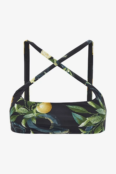 Lemon print bandeau bikini