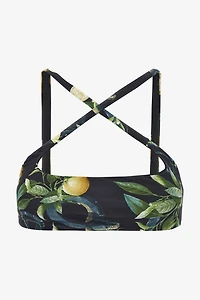 Lemon print bandeau bikini