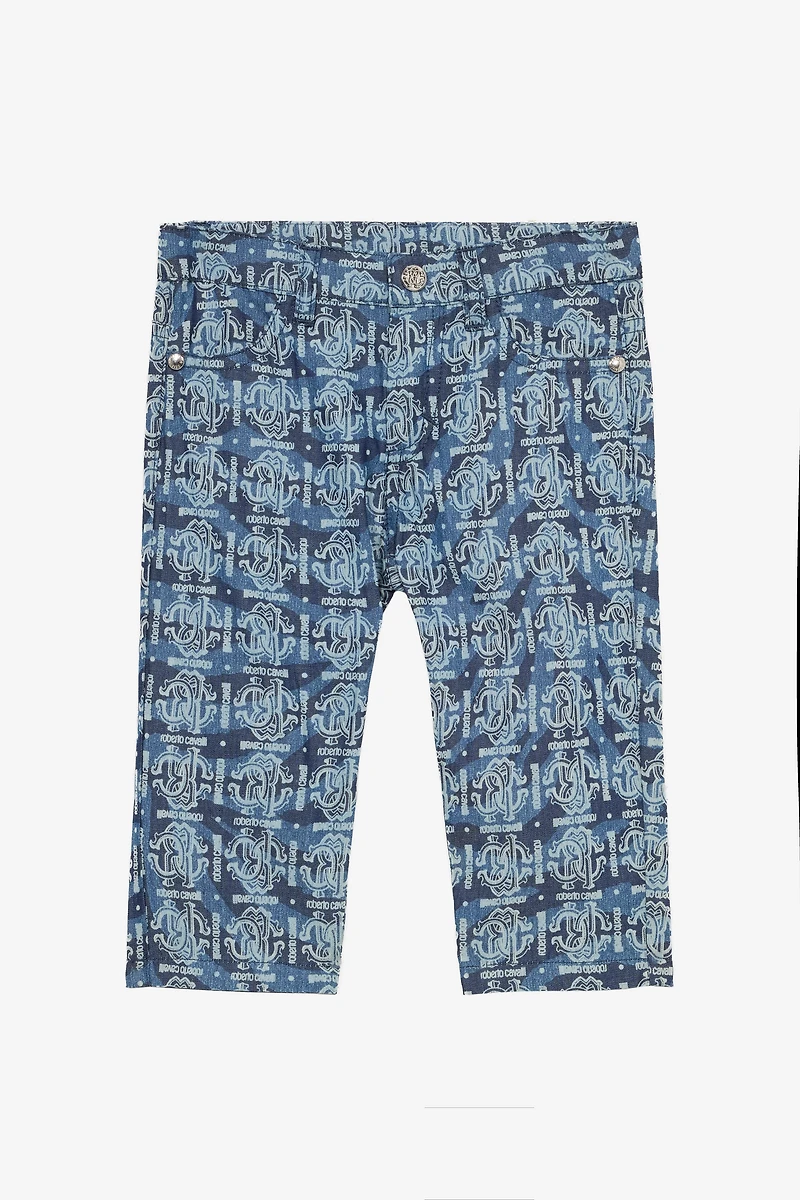 Tiger Skin-Print Pants With RC Monogram And Lettering