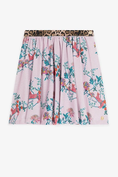 Leopard And Floral-Print Skirt