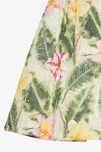 Broderie Anglaise Dress With Leaf And Flower Print