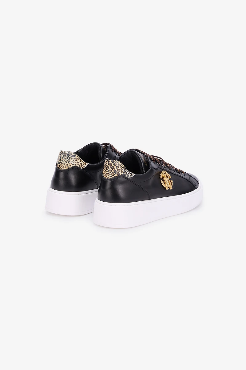 Black Leather Sneaker With Monogram RC
