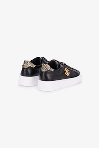 Black Leather Sneaker With Monogram RC