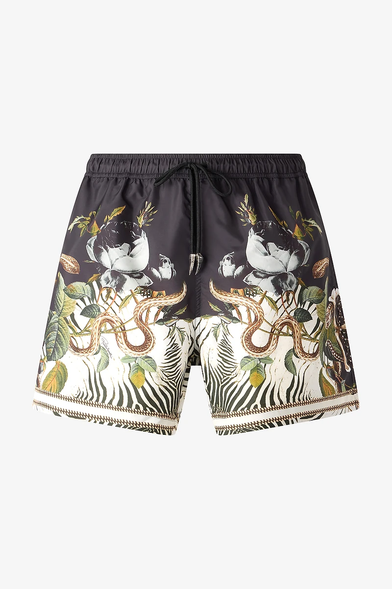 Swim Shorts With Fang And Animal Print
