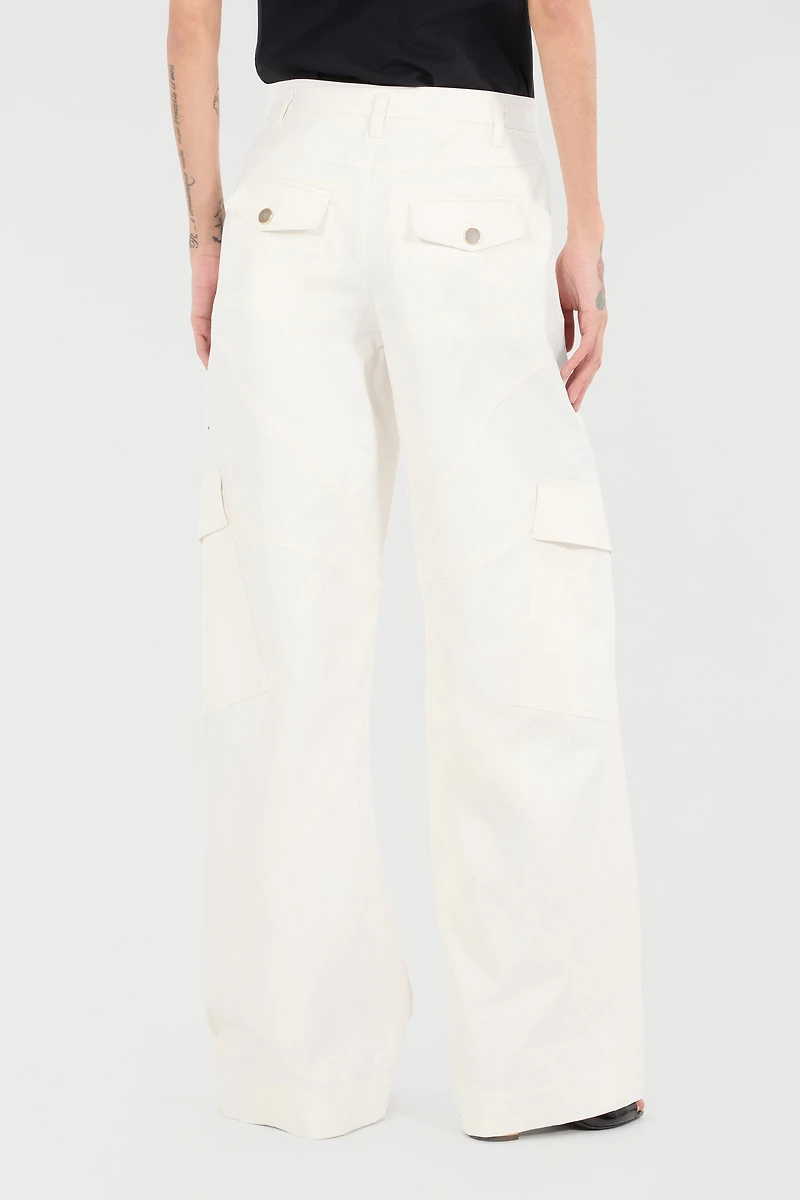 Stretch Cotton Pants With Python Print