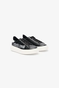 Black Leather Sneaker With Logo