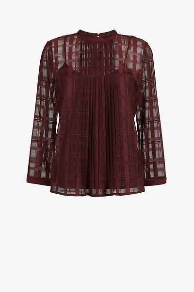 Just Cavalli Check-Jacquard Pleated Top