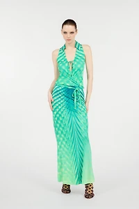 Long Dress with Optical Glass Print