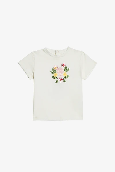 T-Shirt With RC Monogram And Floral Embroidery
