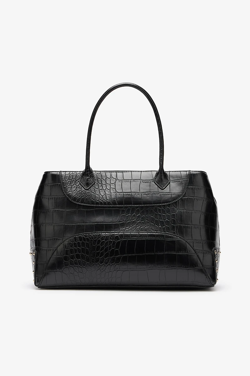 Just Cavalli Studded Croc Print Tote Bag