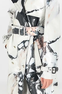 Double-breasted trench coat with Marble print