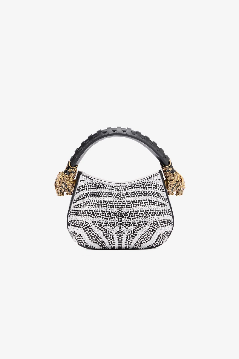 Mini Roar Bag With Rhinestoned Zebra Pattern