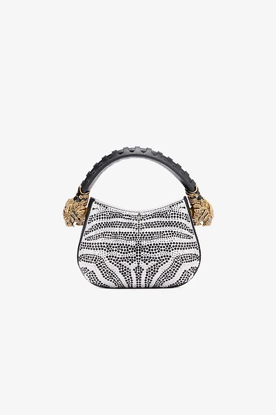 Mini Roar Bag With Rhinestoned Zebra Pattern