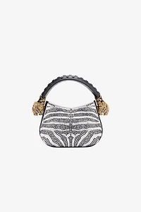 Mini Roar Bag With Rhinestoned Zebra Pattern