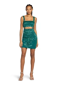 Leopard Bead-Embellished Mini Dress