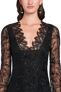 Black layered lace gown