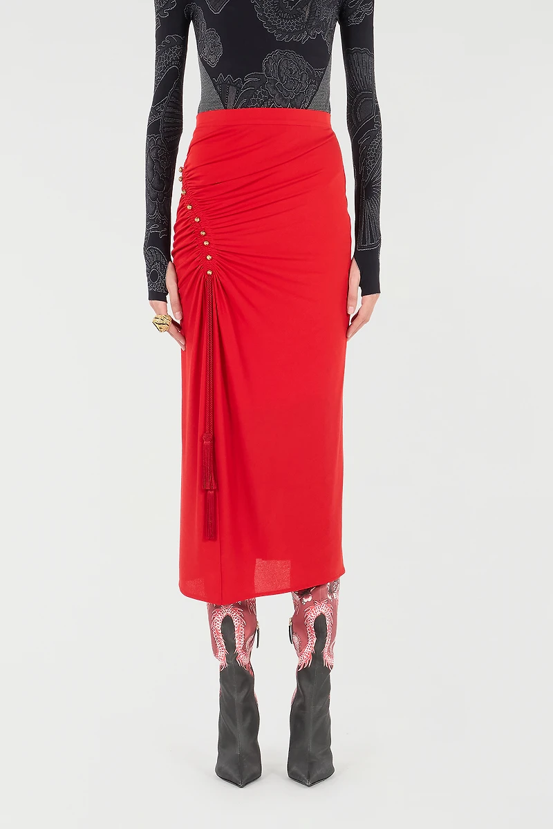Midi Skirt With Ruched Detail