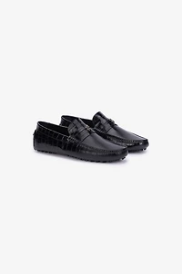 Black Croc-Effect Leather Loafer