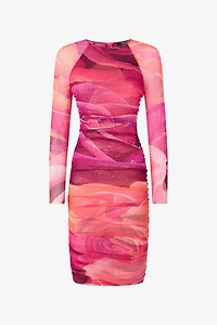 Sheath Dress With Rose Print