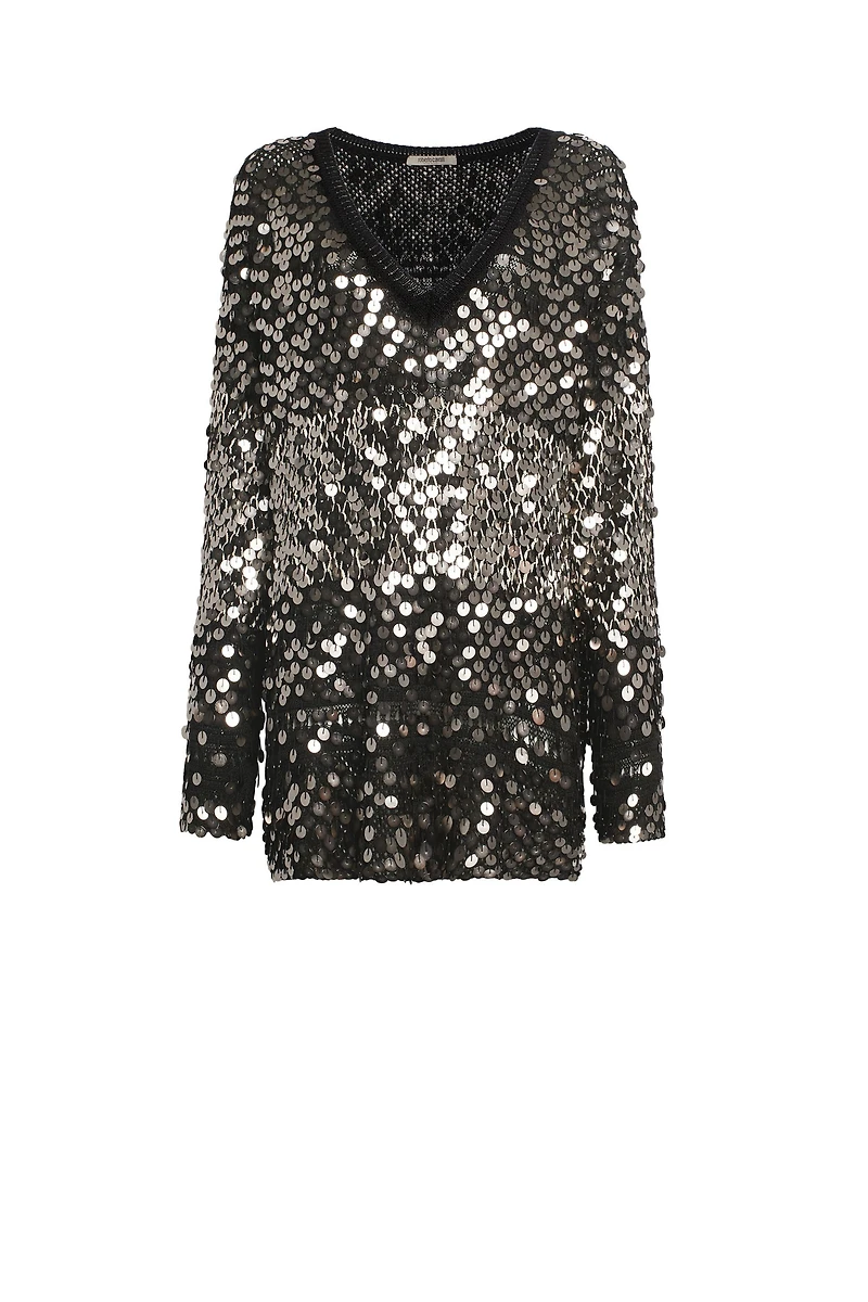 Sequin embroidered sweater