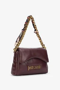 Just Cavalli Burgundy Shoulder Bag With Chain And Scarf