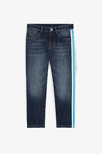 RC Monogram-Embroidered Side-Stripe Jeans