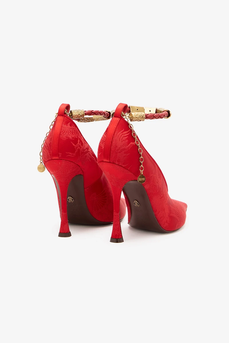 Pumps With Jacquard Pattern And Jewel Strap