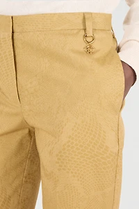 Solid-Color Python-Print Pants