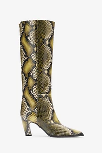 Knee-high boots with python print