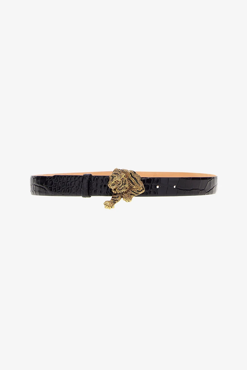 Belt with gold buckle