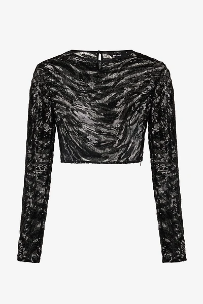 Crop Top With Rhinestone-Detailed Zebra Design