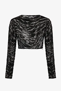 Crop Top With Rhinestone-Detailed Zebra Design
