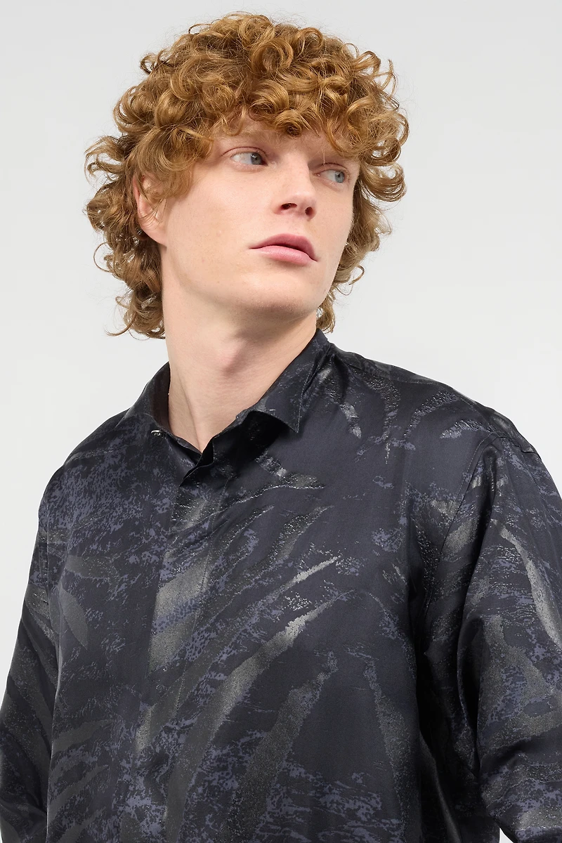 Animal-Print Silk Shirt