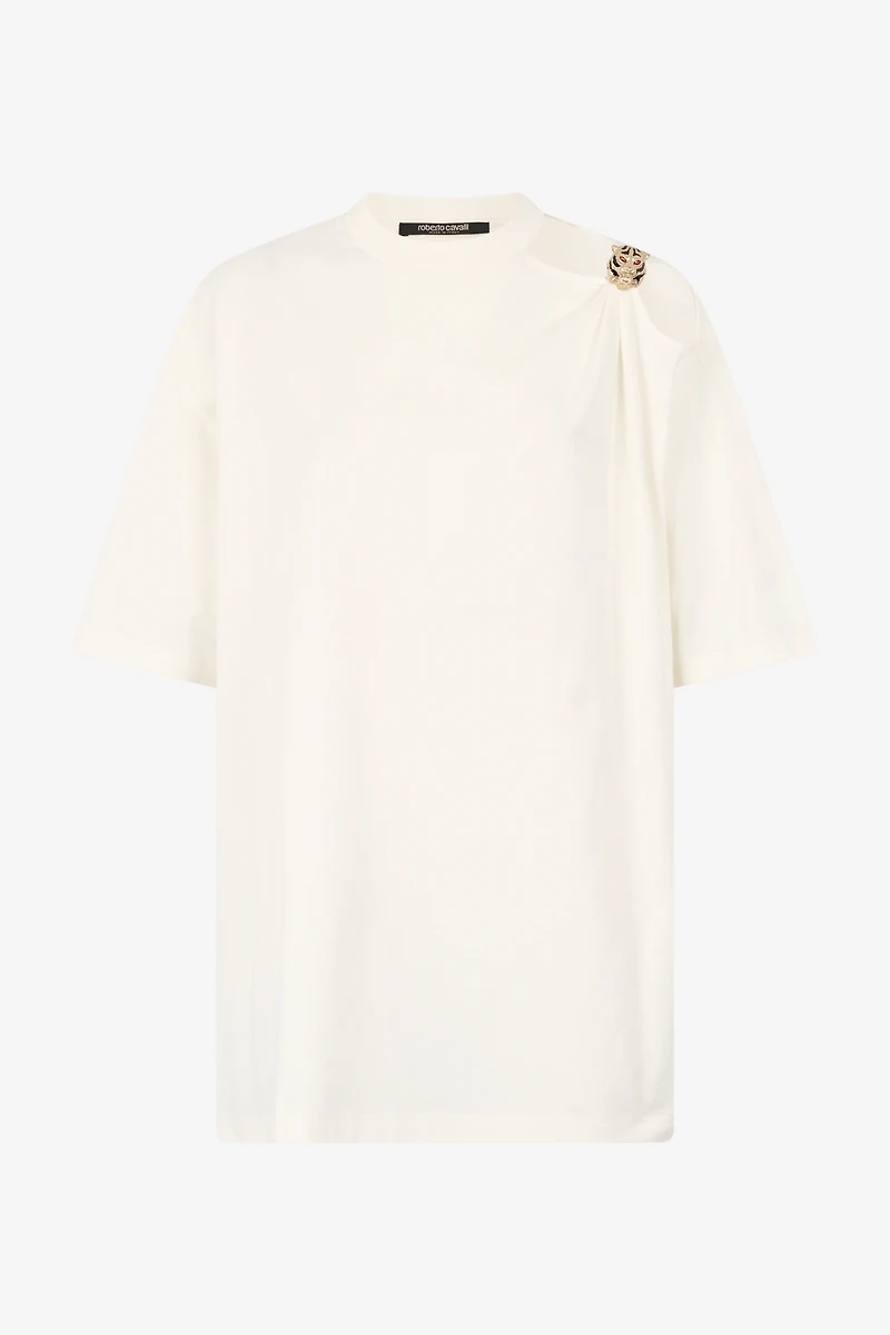 T-Shirt With Cut-Out And Tiger Head