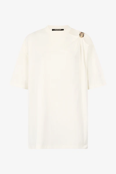 T-Shirt With Cut-Out And Tiger Head