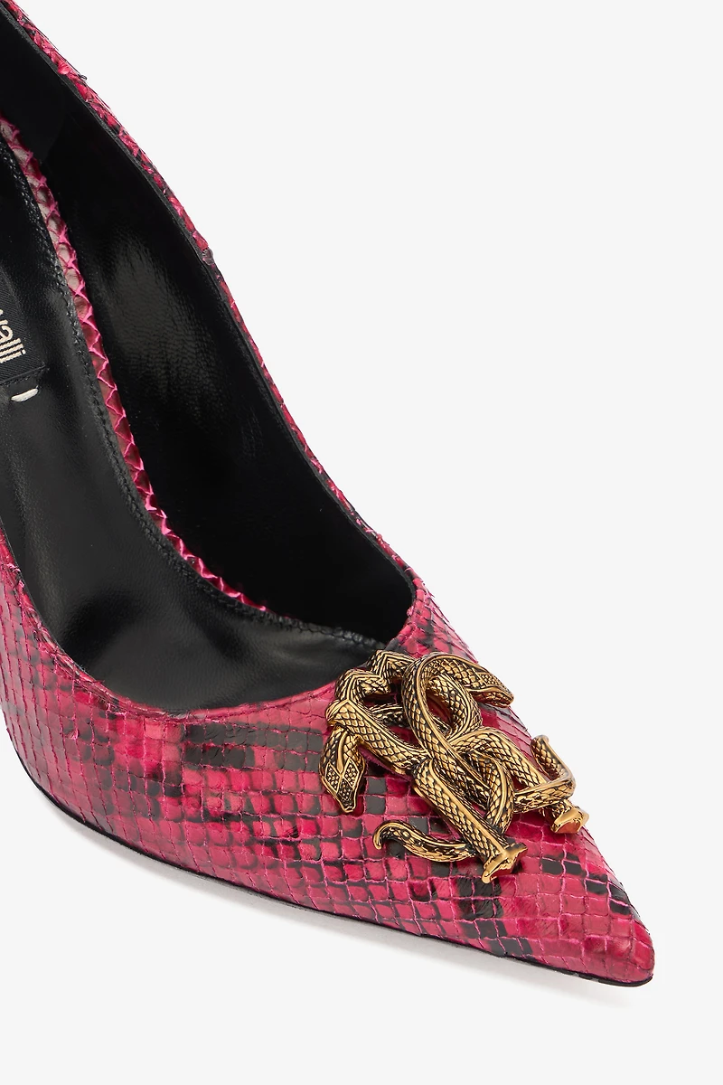 Pumps With Python Print And Mirror Snake Monogram