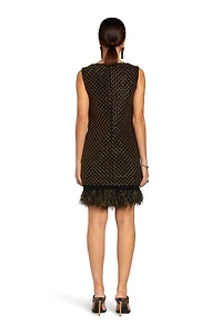 Geometric grid-embroidered minidress