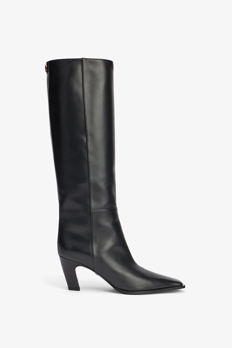 Leather Boots With Mirror Snake Monogram